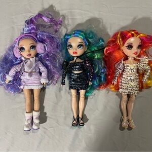 Lot Of 3 Rainbow High Dolls: Violet Willow, Twins Holly & Laurel De’Vious As Is